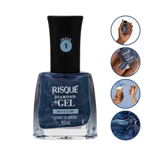 Esmalte Metalizado Sorbet Mirtilo Diamond Gel Risque 9,5Ml