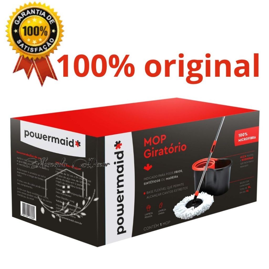 Mop esfregão 100% original Giratório 360° Regulável Balde com Rodinha E Alça Rodo Limpeza Geral