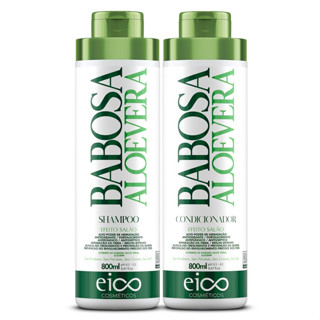 Eico Shampoo Hidratação 800ml e Condicionador Leave-in 750ml Babosa Alecrim Aloe Vera Fortalecimento Crescimento Capilar