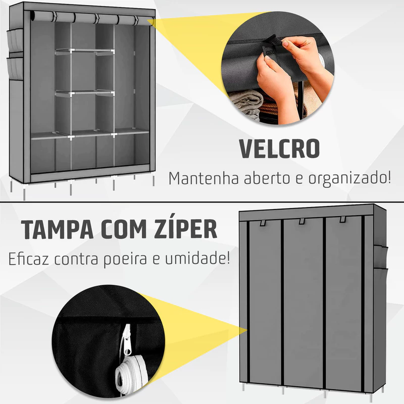 Guarda-Roupa Armário Dobrável Portátil com Cabideiro — foto 7