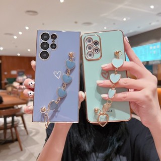 Um 53 Amor Coração Titular Cinta Chapeamento Caixa Do Telefone Para Samsung Galaxy A53 A73 A33 A52 A72 A32 A52s 4G 5G A51 A71 Pulso Tampa Da Cadeia