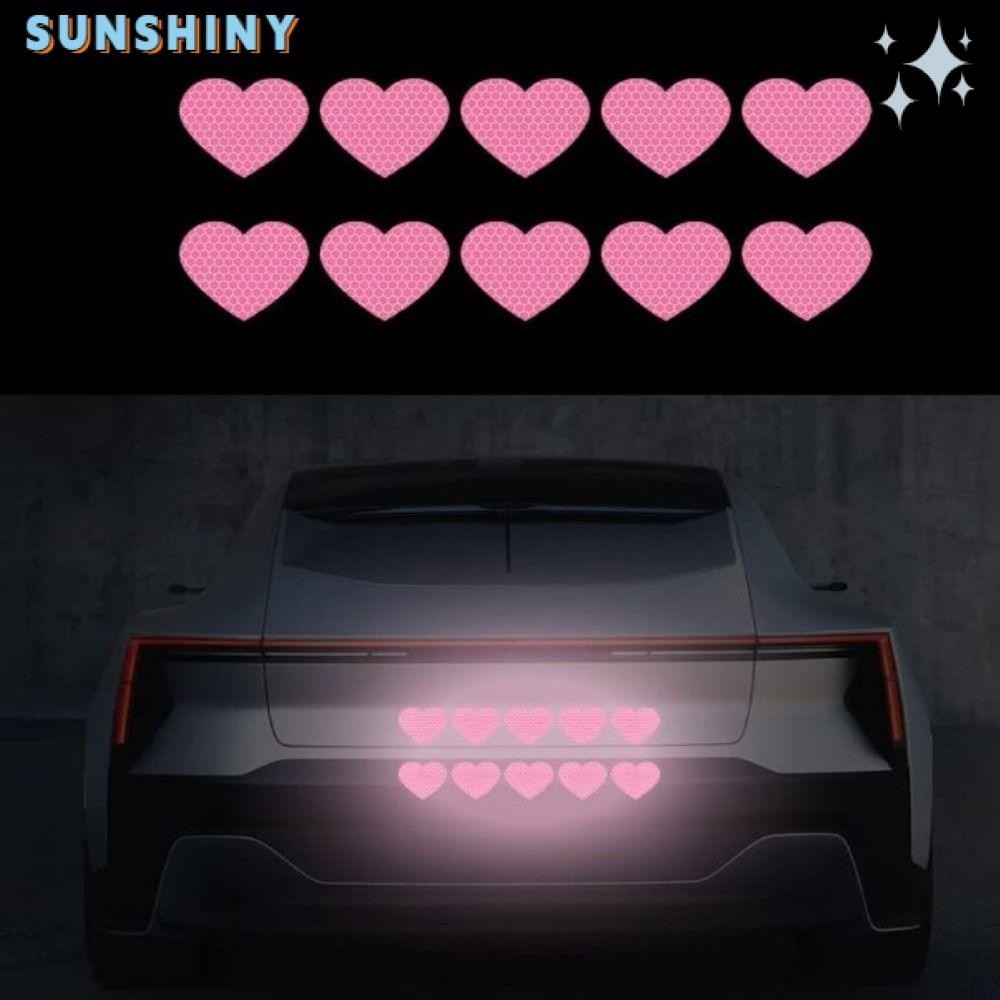 SUNSHINY 10 Pçs/Set Decalque De PVC De Coração De Carro , 6 * 5cm/2.3 * 1.9 Polegadas Adesivos Reflexivos Rosa ,