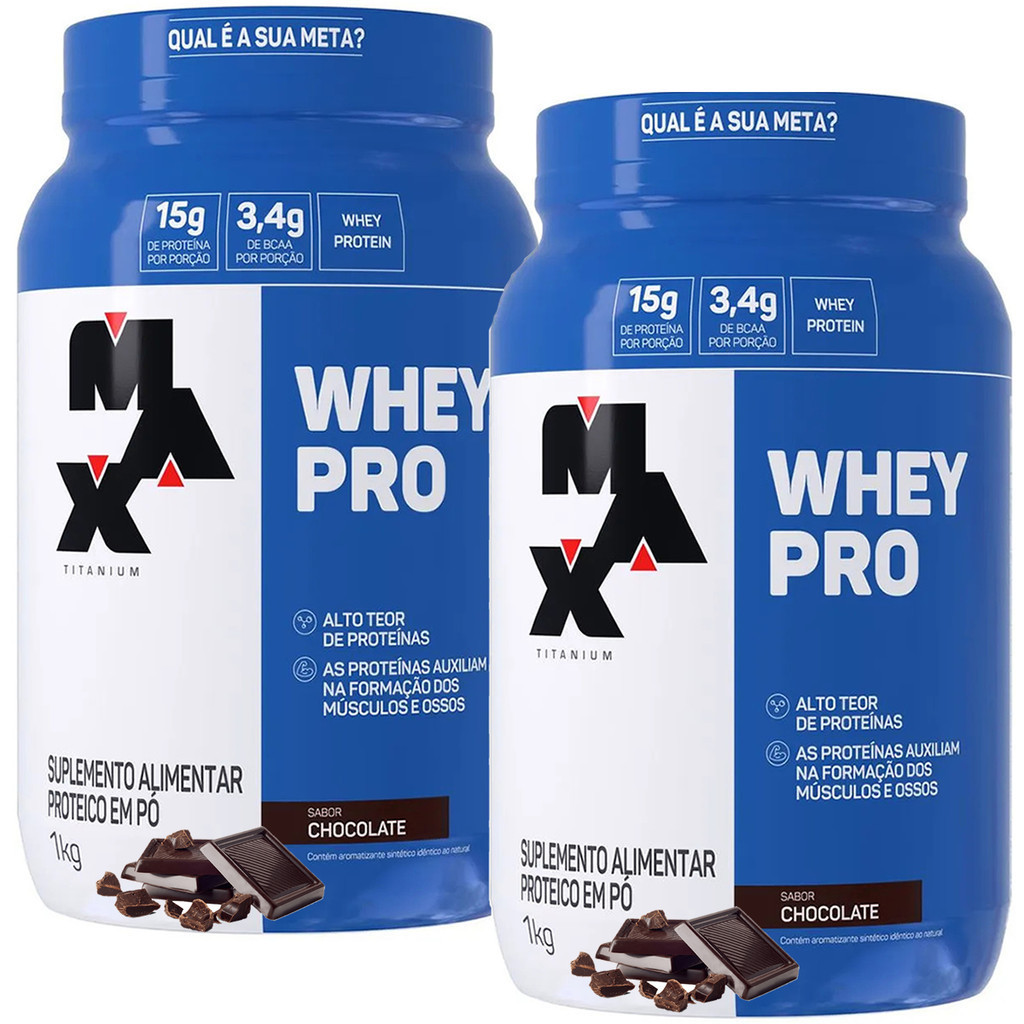 Kit 2x Whey Pro 1kg Max Titanium