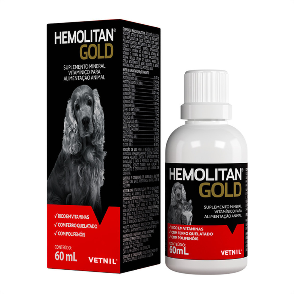 Hemolitan Vetnil Gold Gotas Suplemento - 60 mL em Oferta na Shopee