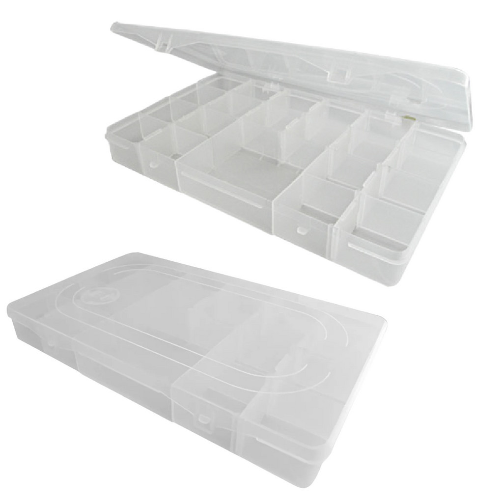 ESTOJO PARA PESCA MULTIUSO SIMPLES HI - 21 DIVISÕES 35X22X4.5CM
