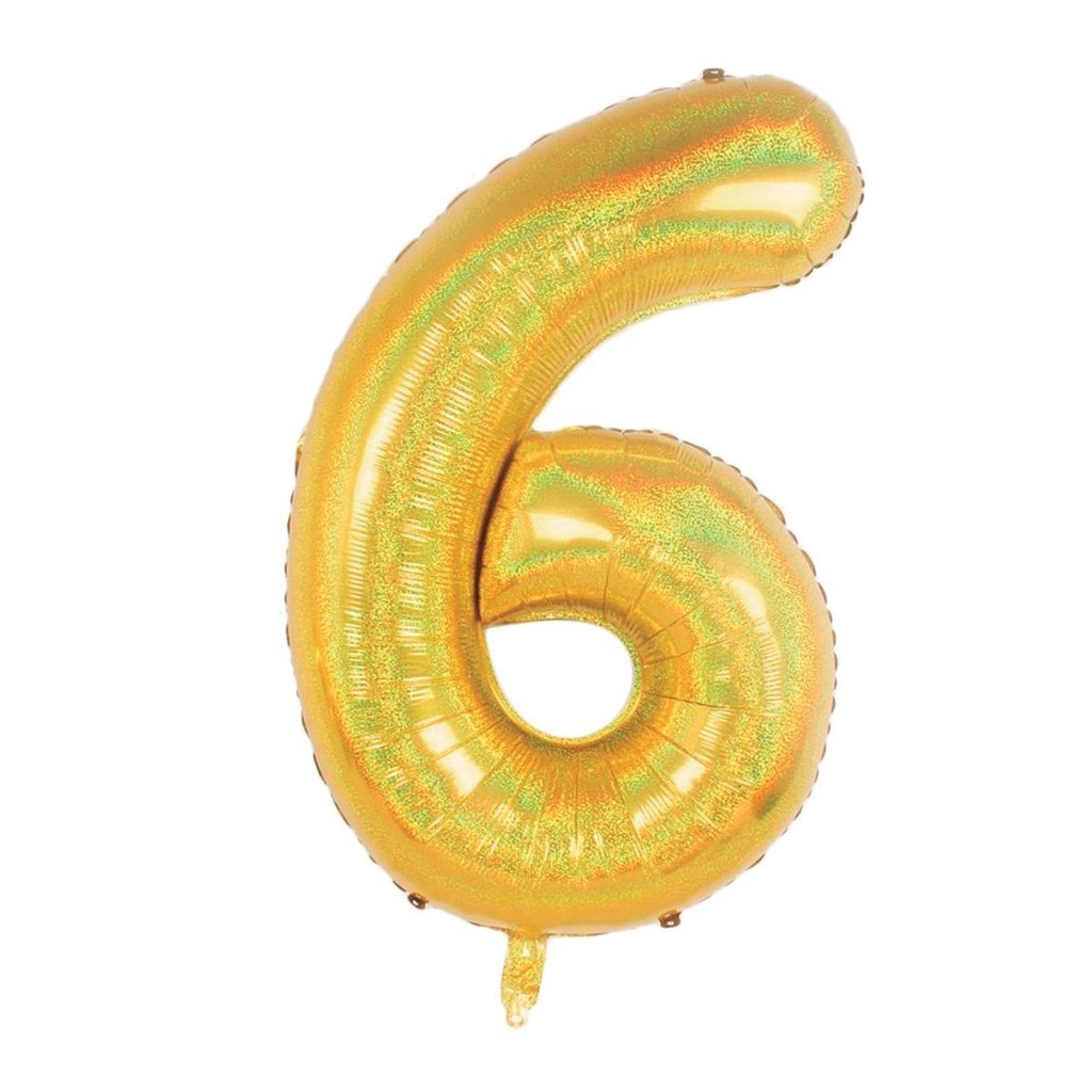 Balão Metalizado Holográfico número 6 Dourado Holográfico para aniversários e festas 101 cm Un em Oferta na Shopee