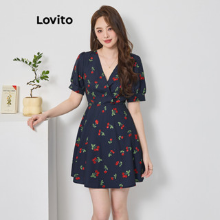 Lovito Boho Vestido com Estampa de Frutas e Legumes para Mulheres L74ED202 (Multi-Cor)