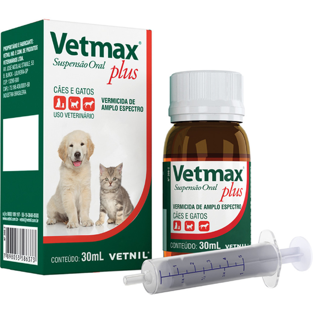 Vetmax Plus Suspensão Univet Vetnil Vermífugo - 30 mL