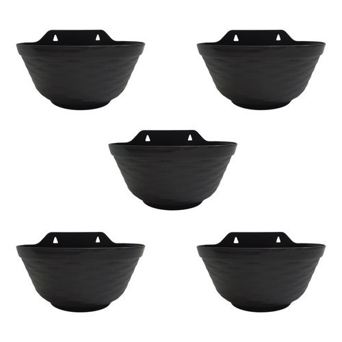 Kit 5 Vasos De Parede 28 X 18 Cm Preto