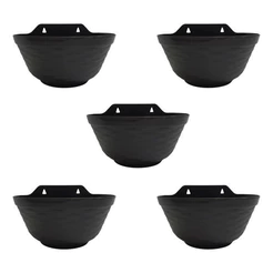 Kit 5 Vasos De Parede 28 X 18 Cm Preto