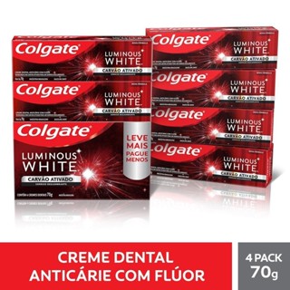 Creme Dental Colgate Luminous White Carvão Ativado 4un de 70g