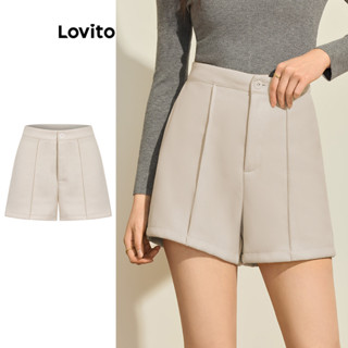 Lovito Casual Shorts Feminino Liso com Enchimento L73AD115