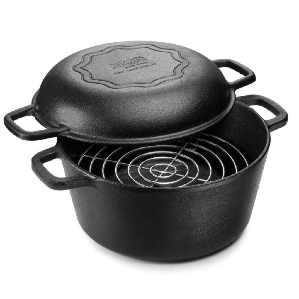 Panela Mineira Caçarola Defumação 24 cm 4 litros de Ferro Fundido Frigideira Forno Holandês