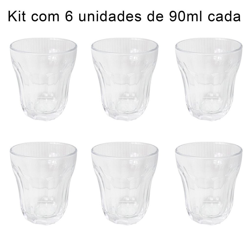 Kit com 6 Copos Shot de Vidro 90ml - Pasabahce