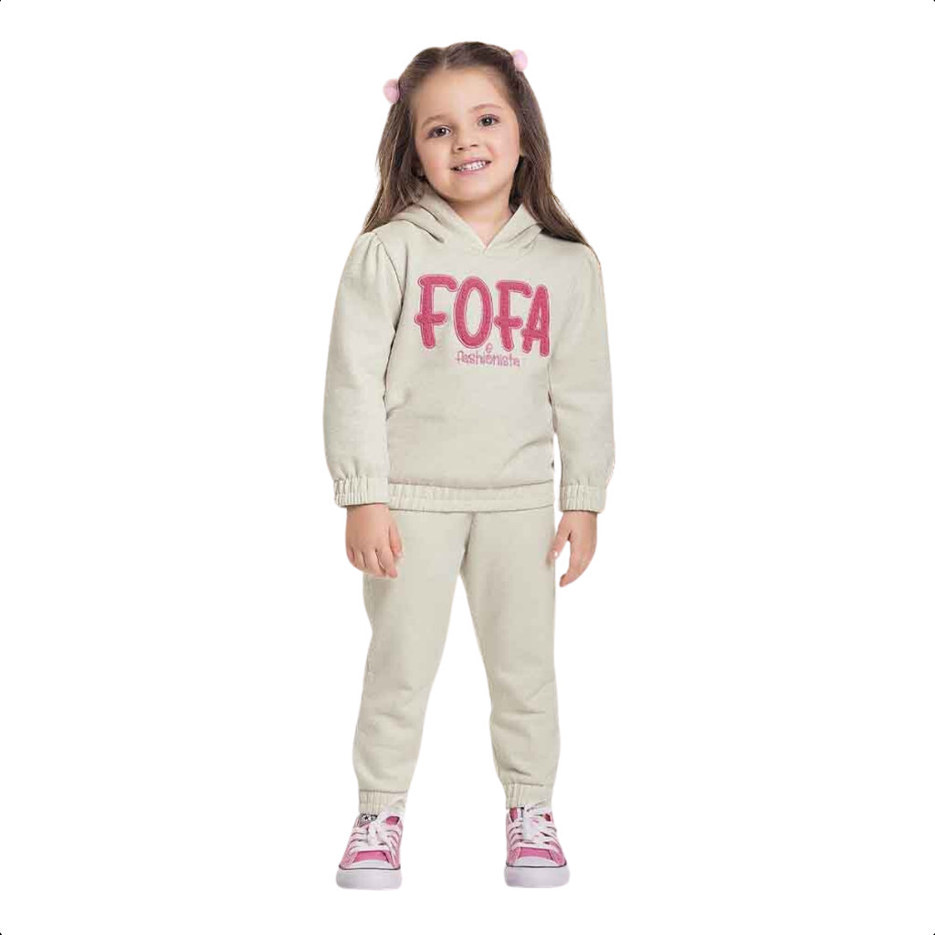 Conjunto Inverno Moletom Gliterizado Menina Fofa Fakini 1162