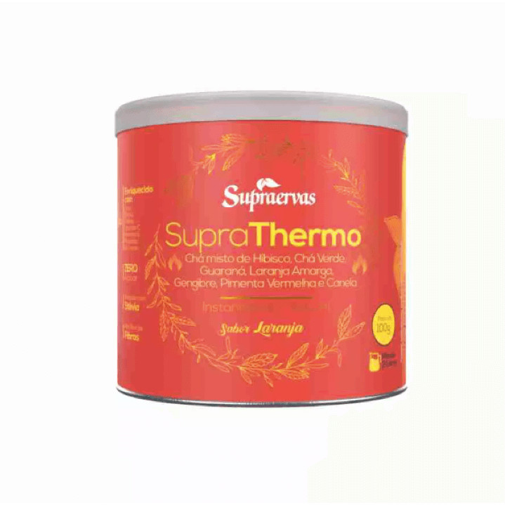 Chá SupraTermo Solúvel 100g – Emagrecedor – Chá Verde Gengibre Hibisco Guaraná Laranja Amarga Pimenta Vermelha Canela