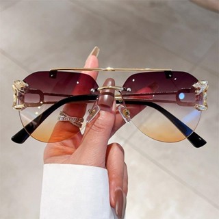 Óculos De Sol Coreanos Leopard Head Decoration Fashion Anti Ultraviolet Sun Glasses for Men Women Eyewear em Oferta na Shopee
