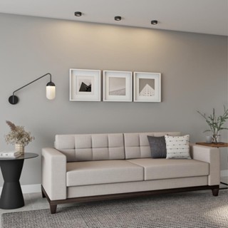 Sofá 3 Lugares Alive Base de Madeira Linho Cotton Cru 210 cm em Oferta na Shopee