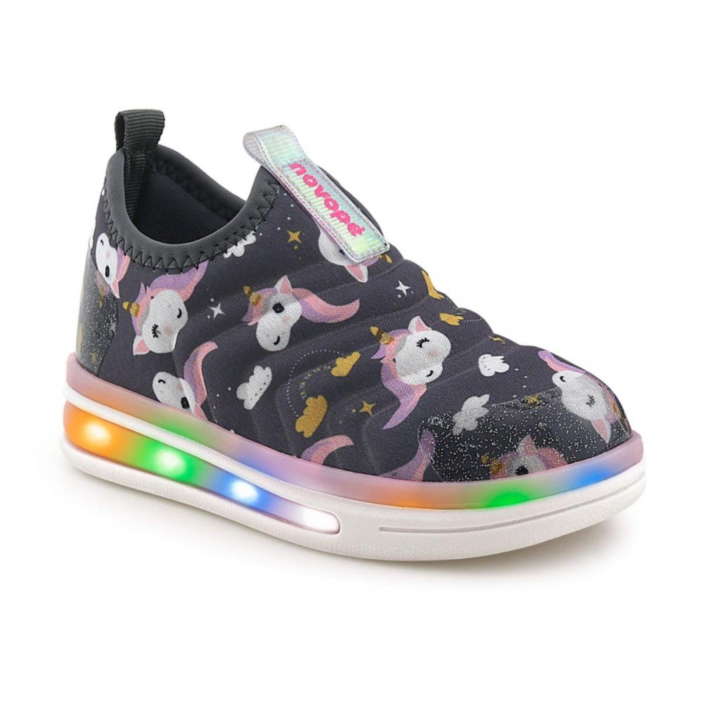 Tenis Novopé 72001125-3698 Led Unicórnio Infantil