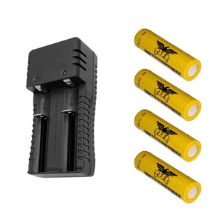 Kit 1 Carregador De Bateria Bivolt 18650 E 4 Baterias De Alta Qualidade Premium
