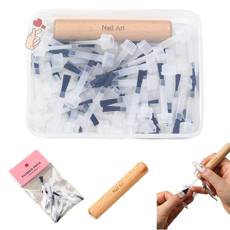 [PEBR] 1 Conjunto De Escova De Esmalte Descartável Com Caneta Dupla Pode Substituir Unhas Aplicadores Líquidos Ferrament