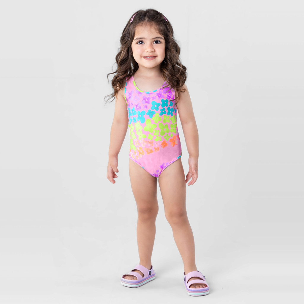Maiô Infantil Menina em Malha Uv Rosa Brandili - Baby & Kids Fashion