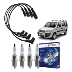 Kit Cabo E Vela de Ignição Original Bosch Fiat Doblo 1.4 MPI 8V Flex 2009 A 2016