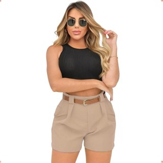 Short com Cinto Alfaiataria Novo Modelo Elegante e Casual