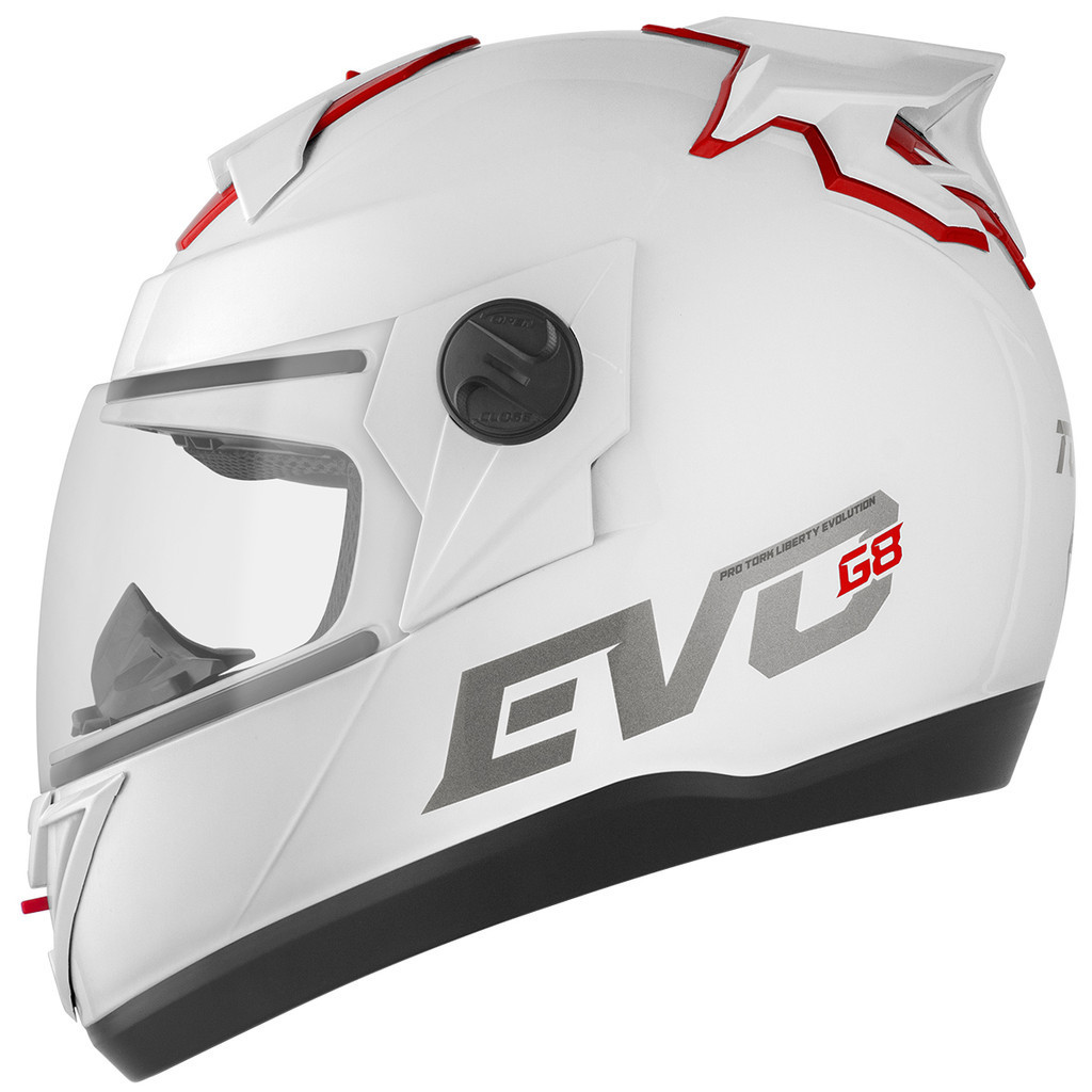 Capacete Moto Fechado Pro Tork Evolution 788 G8 Evo Solid Brilhante Fosco Preto Branco Viseira Cristal Feminino Masculino Tam. 56 58 60 62