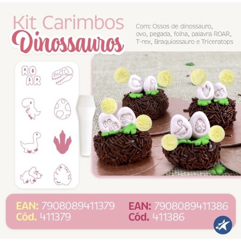 Kit Carimbos Dinossauros - 9 Peças - Cor Rosa (Blue Star) em Oferta na Shopee