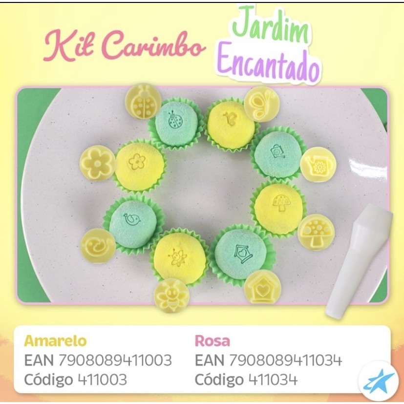 Kit Carimbos Jardim Encantado - 9 Peças - Cor Rosa (Blue Star)