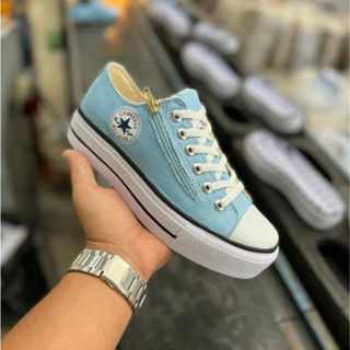 Tenis All Star Plataforma Ziper Femenino Lançamento - All Star Plataforma Flatform Azul Bebê Com Ziper Promoção Oferta Especial - Confira ofertas