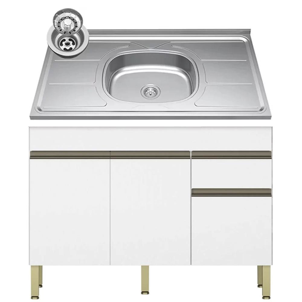 Balcão Gabinete 3 Portas com Pia 120cm Lina Z06 Supremo - Mpozenato em Oferta na Shopee