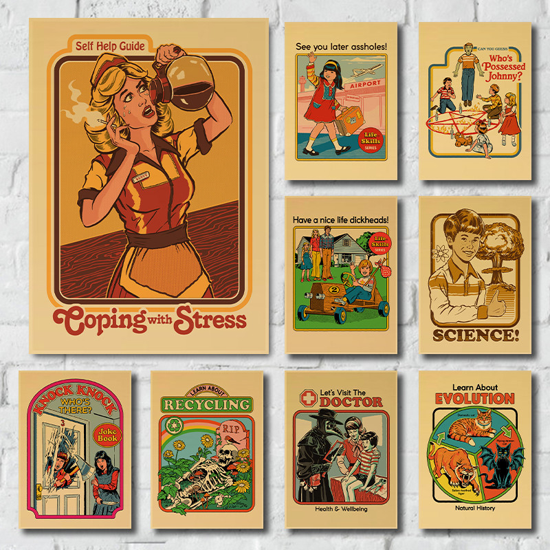 Pôsteres De Compilação Steven Rhodes arts Para Bar Doméstico E Coffee Shop Decoração Papel Kraft