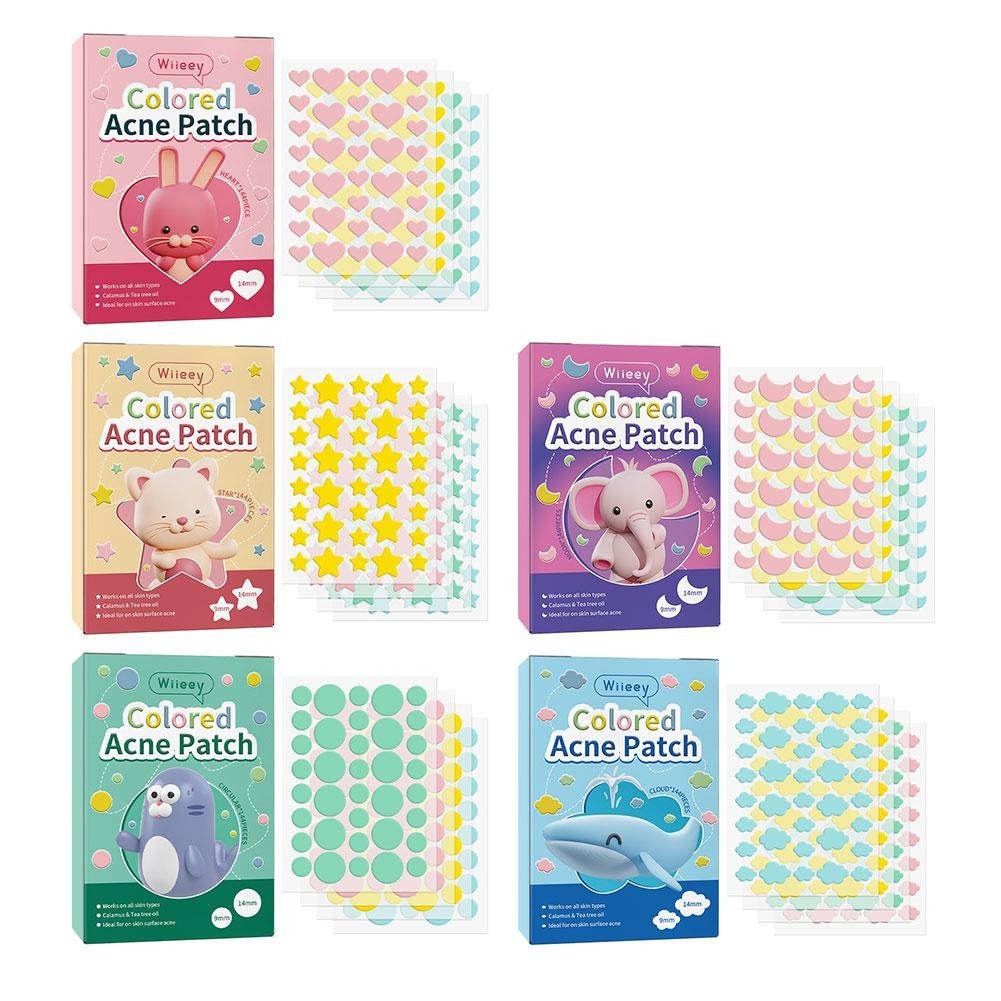 144pcs Color Cute Acne Sticker Star Cloud Love Moon Patch Especial Em Forma De Borbulha Aplicável Audiência Para Todos Os Tipos De Pele