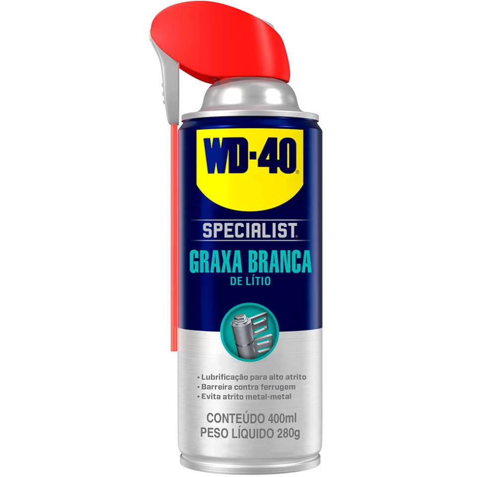 Graxa Branca de Lítio Alto Atrito WD-40 Specialist Spray 400ml com Aplicador Flextop