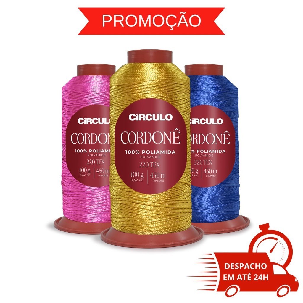 Fio Cordonê Circulo 100g 450mts - Macio e Cores Vibrantes - 100% Poliamida em Oferta na Shopee
