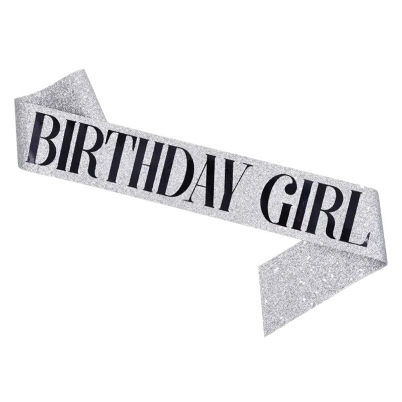 Faixa Birthday Girl PRATA Glitter em Oferta na Shopee