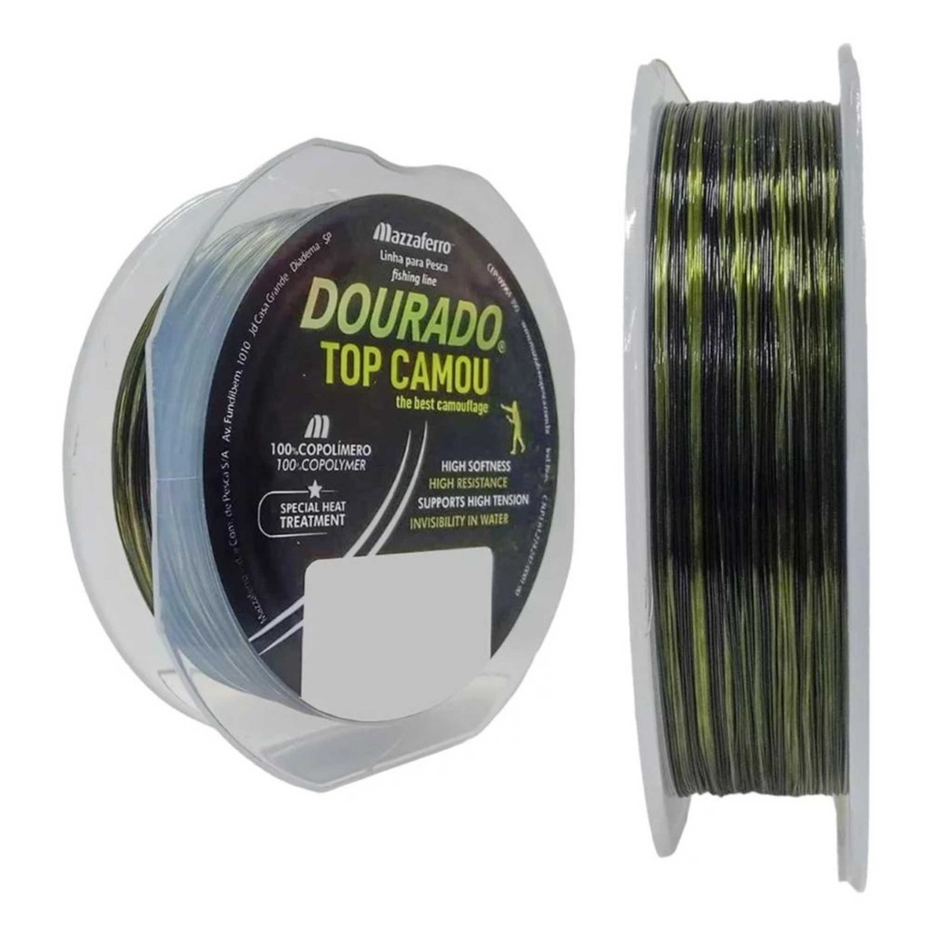 Linha Monofilamento Mazzaferro Dourado Top Camou 0,35MM 300M Tratamento térmico especial
