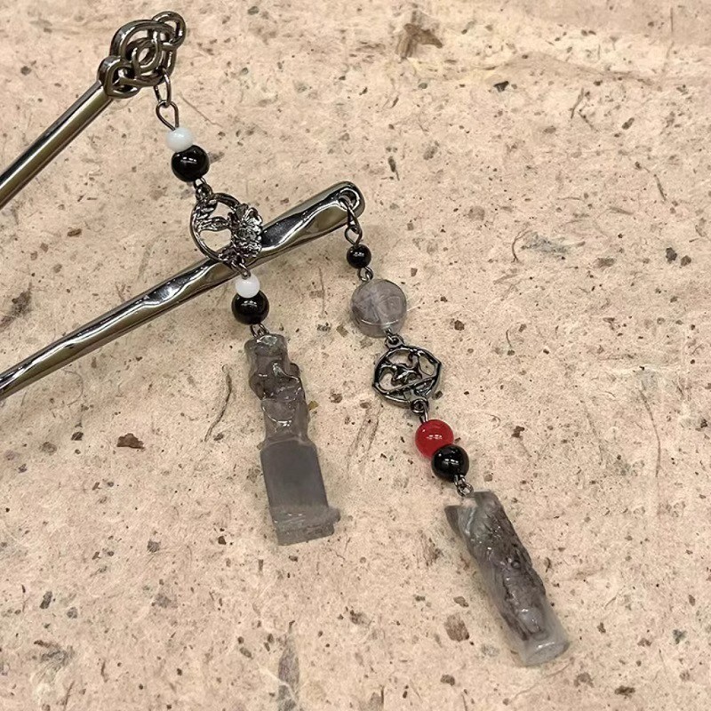 Chinês Antigo Borla Contas Hairpin Estilo De Cabelo Acessório De Cocar