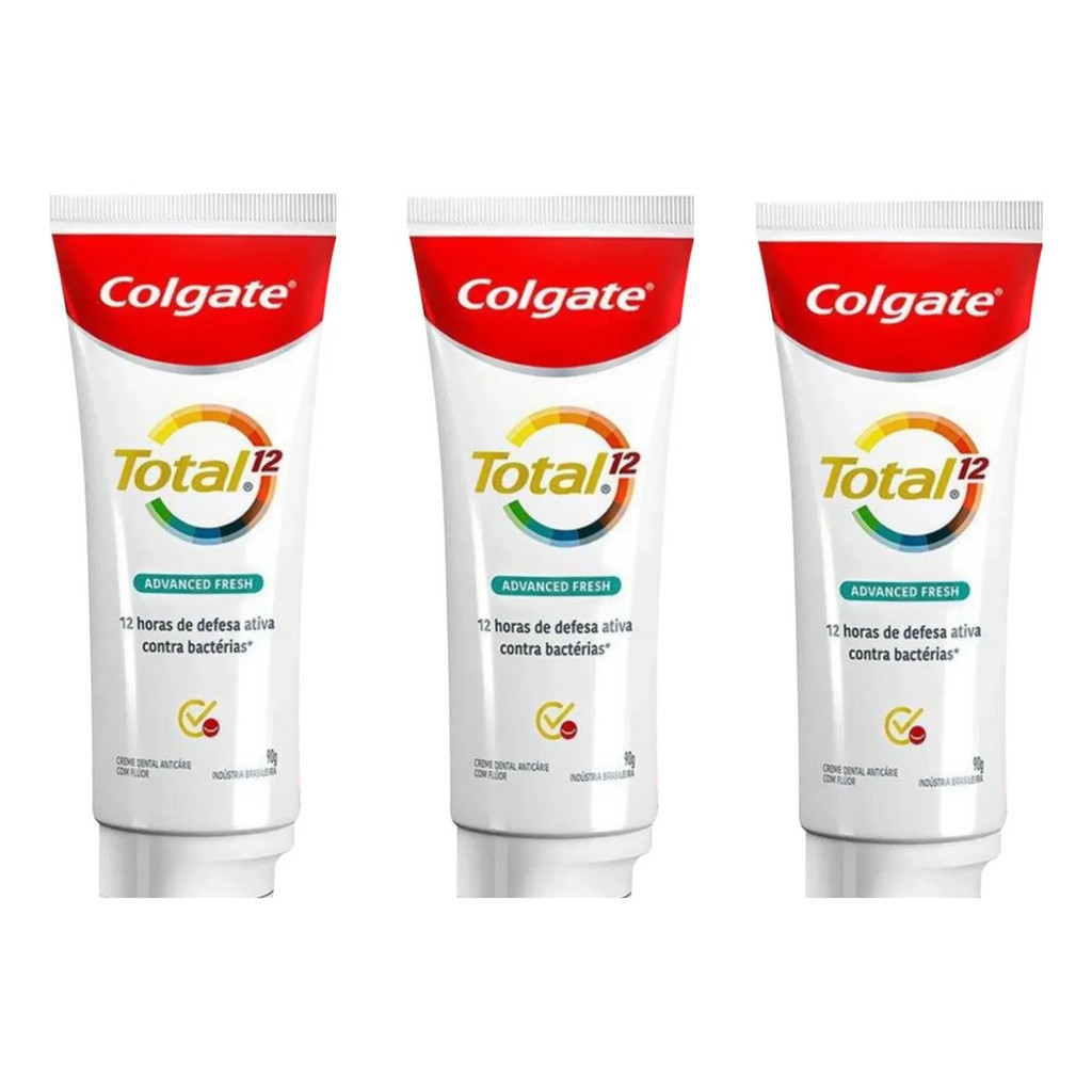 Kit 3 Creme Dental Colgate Total 12 Advanced Fresh 90g
