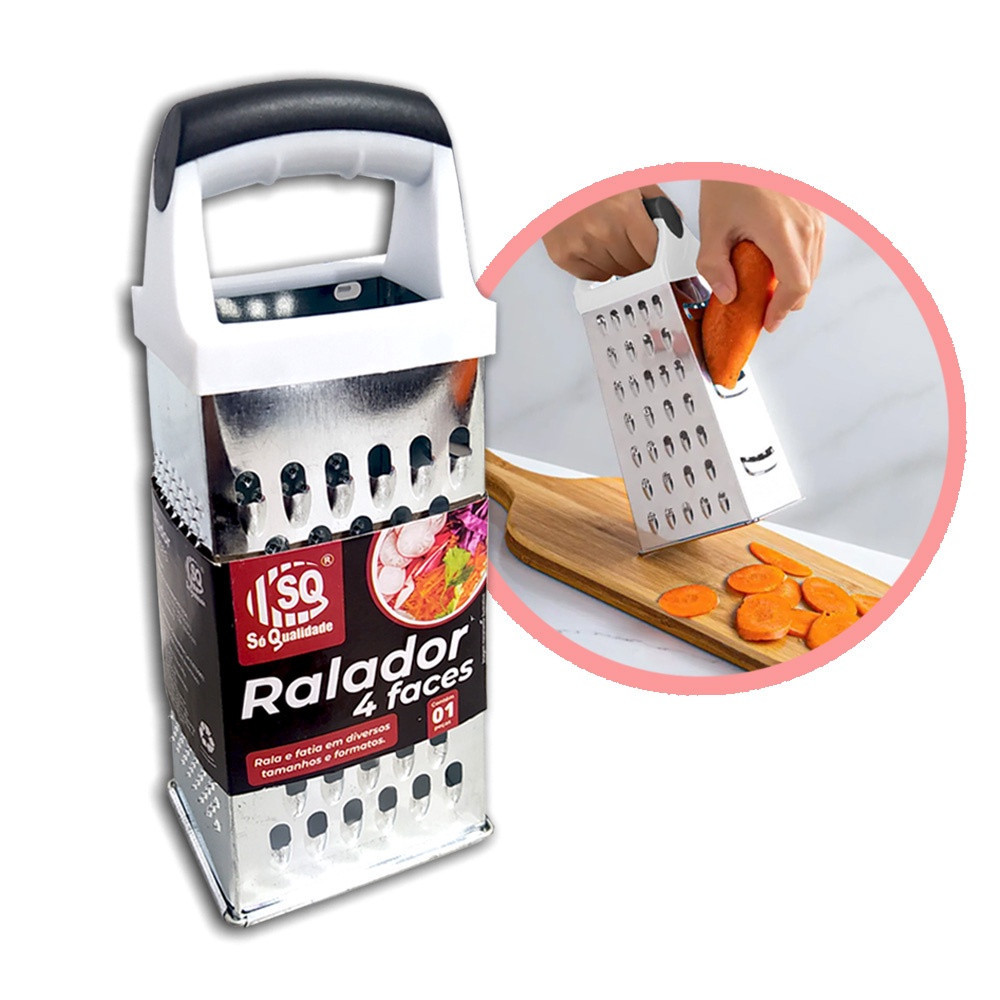 Ralador de Queijos e Legumes 4 Faces Aço Inox em Oferta na Shopee