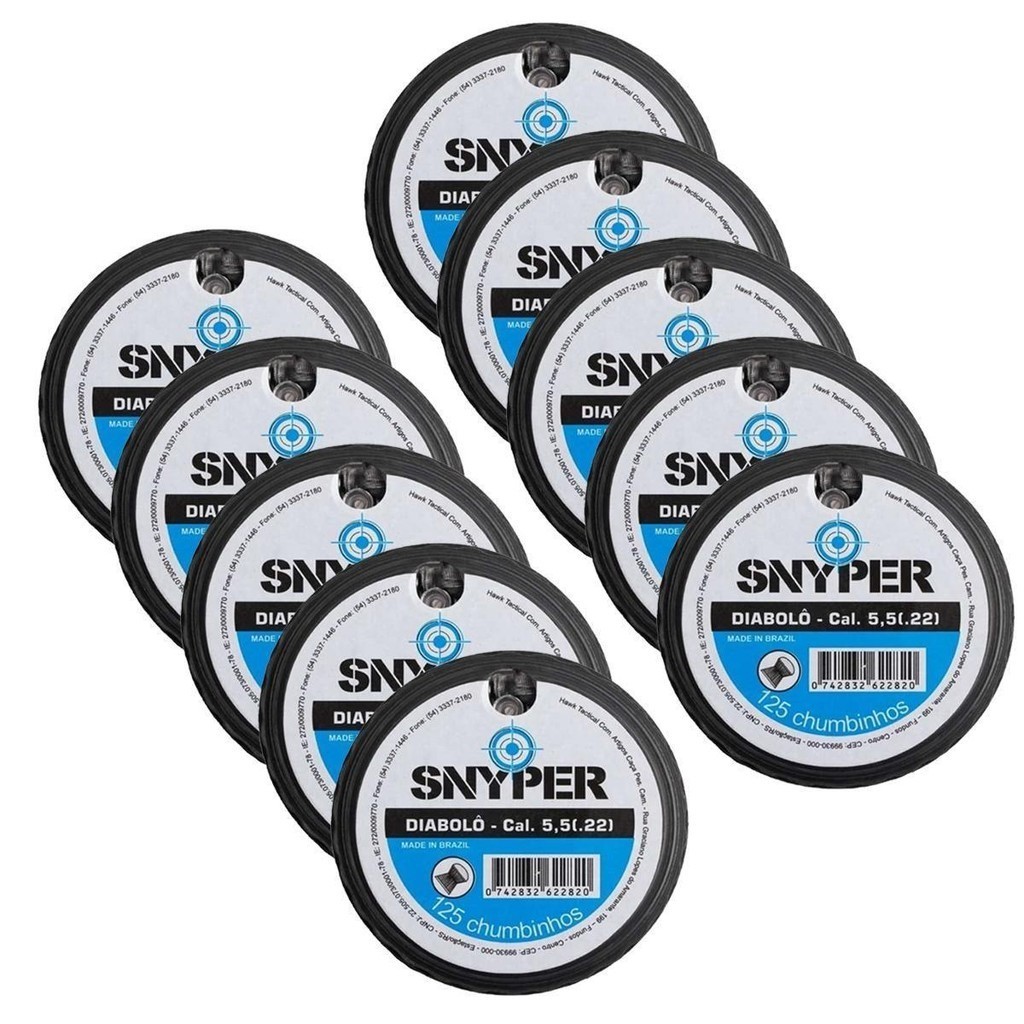 Kit 10 Latas Chumbinho Snyper Diabolô 5.5mm - 1250 Unidades em Oferta na Shopee