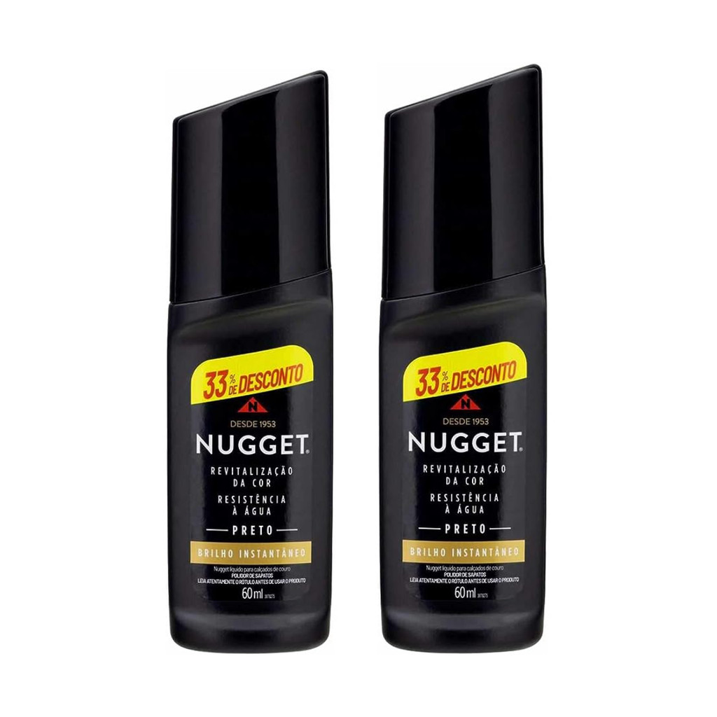 Kit com 2 Nugget Líquido Polidor de Sapato Preto 60ml