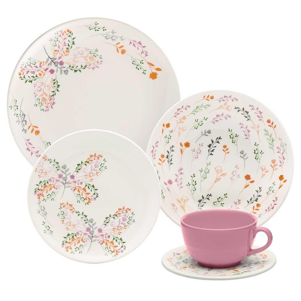 Aparelho De Jantar E Chá 20 Peças Oxford Unni Jardim Secreto em Oferta na Shopee