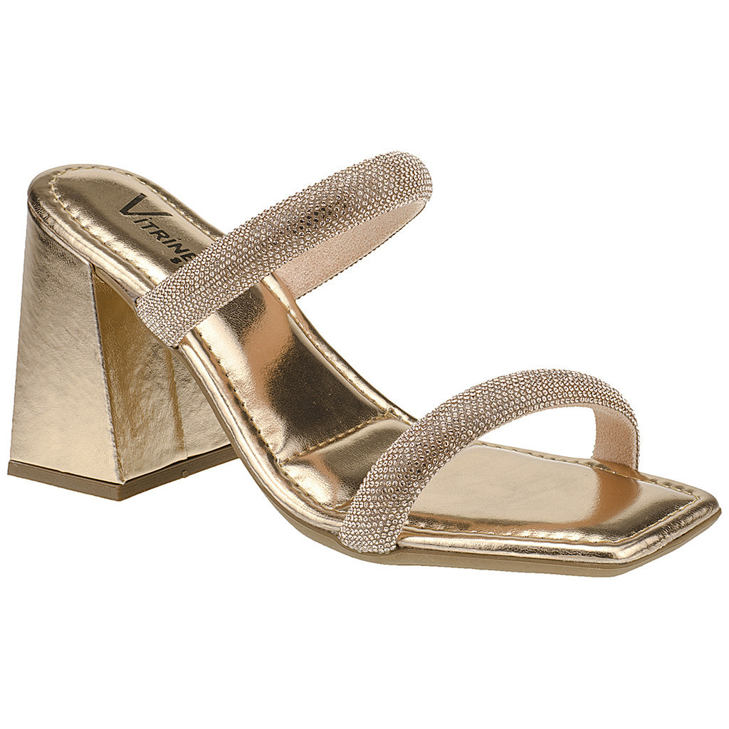 Tamanco Feminino Vitrine Salto Alto com Tira Strass Casual Acolchoado em Oferta na Shopee