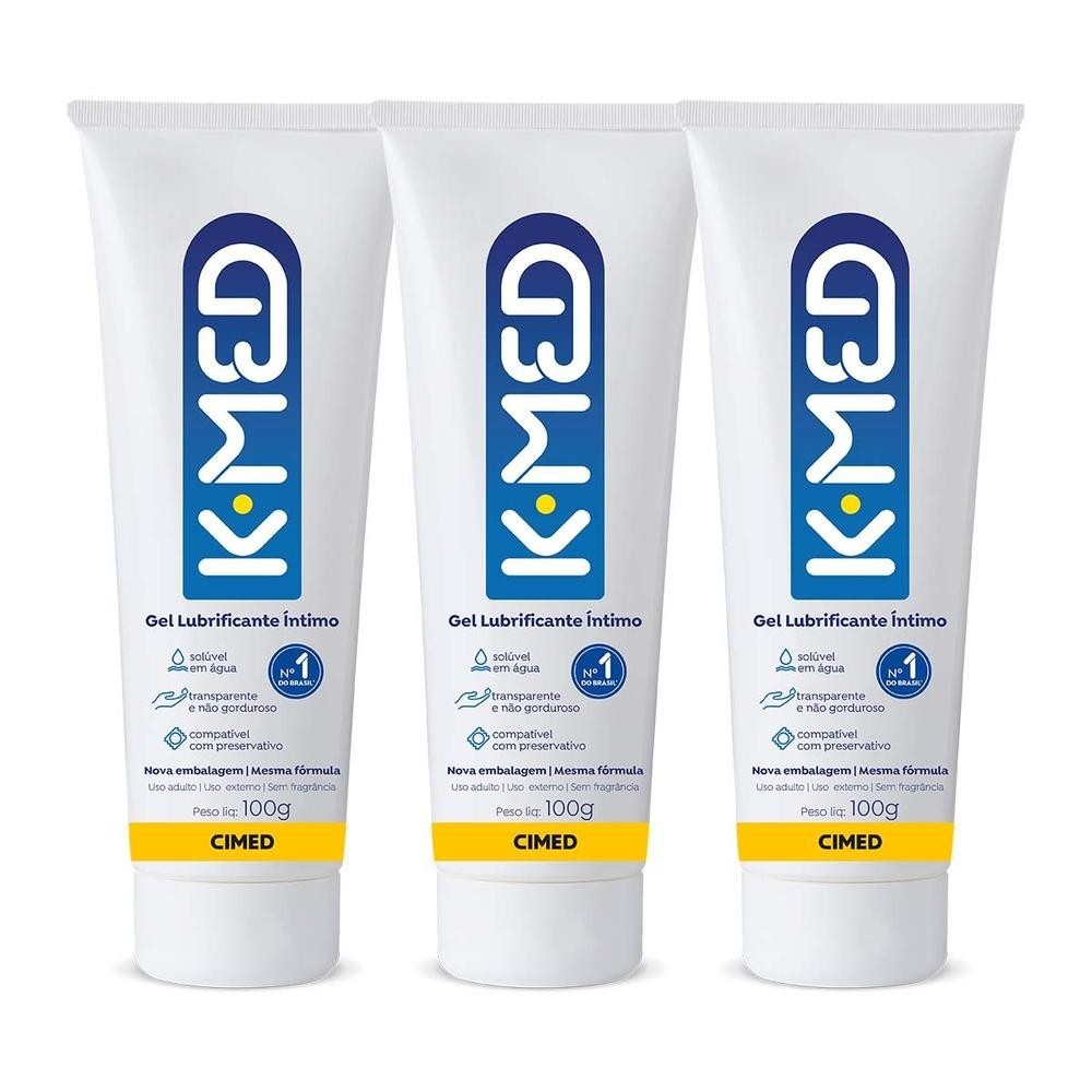 Kit c/ 3 unidades - Gel Lubrificante Íntimo K-med 100g em Oferta na Shopee