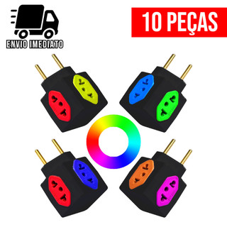 Adaptador de Tomada Cubo Preto e Colorido 4 Entradas Universal Bivolt 10A e 20A