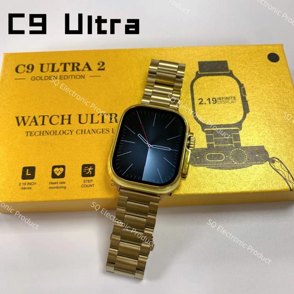 2025 C9 Ultra 2 Gold Smart Watch NFC Relógio Smartwatch Sem Fio Bluetooth Chamada Homens Mulheres Série Esportiva PK HK9 em Oferta na Shopee
