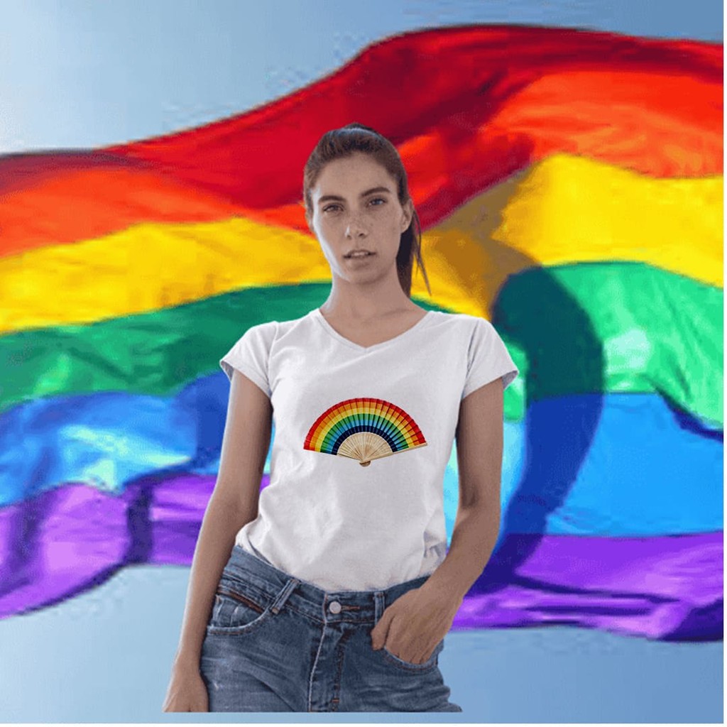 BabyLook LGBT Leque - Bandeira Orgulho - LGBT - Camiseta Feminina